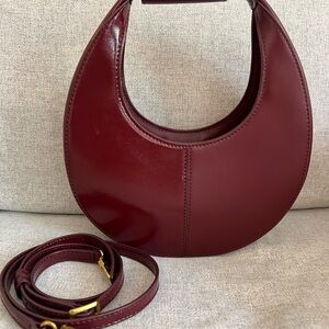 STAUD Burgundy Mini Moon Bag